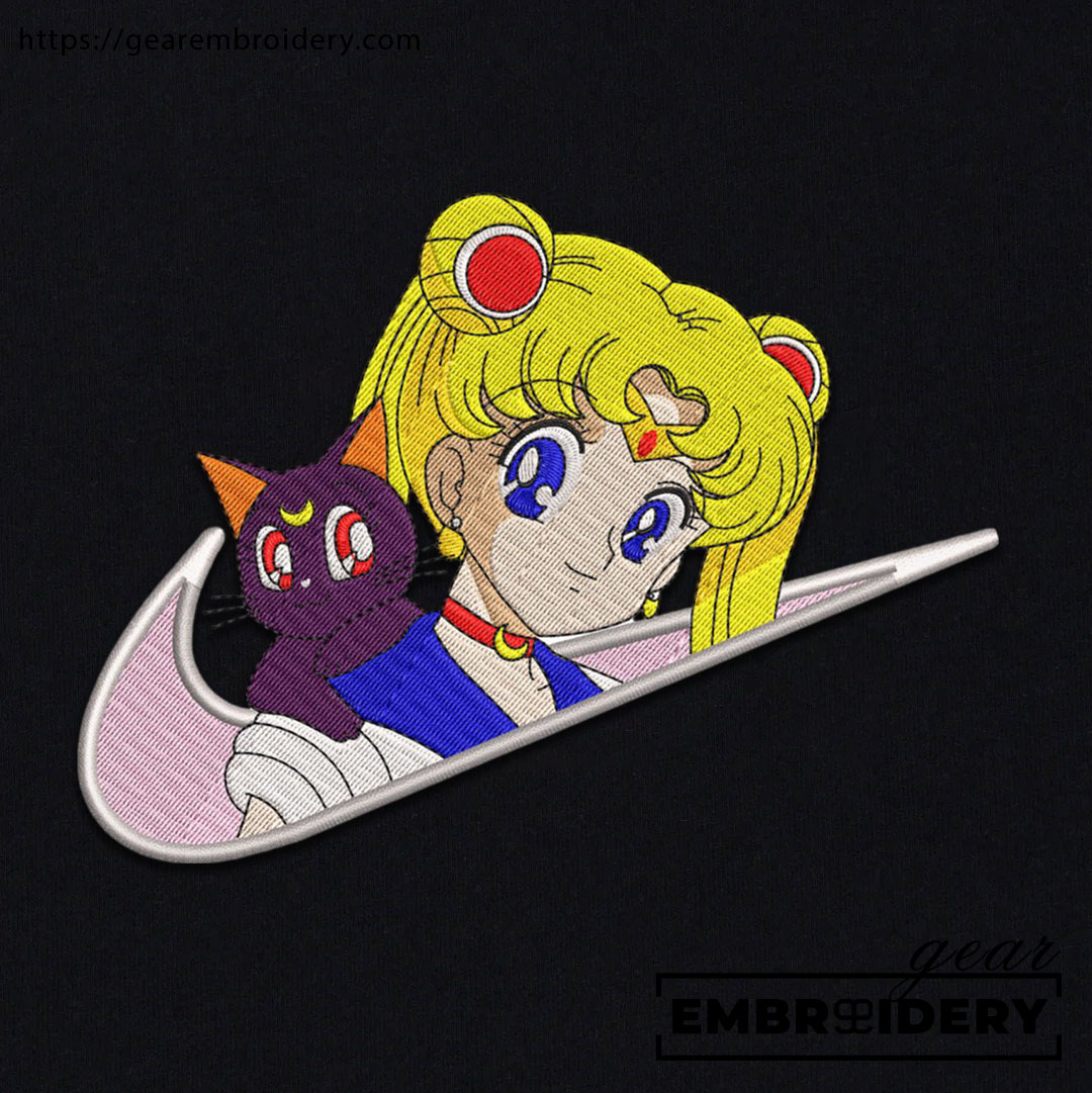 Sailor moon swoosh sailor moon nike Anime Embroidered Design Personalized Embroidered T Shirt Sweatshirt Hoodie Clothing OT053