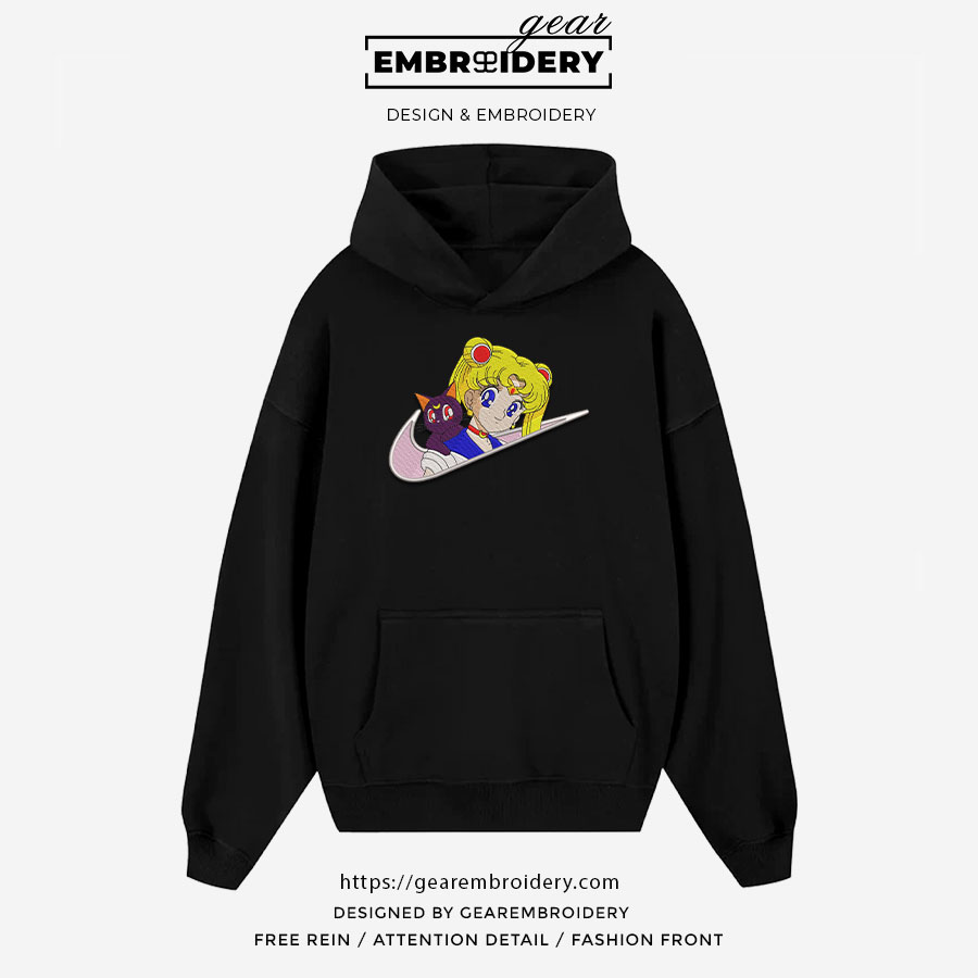 Sailor moon swoosh sailor moon nike Anime Embroidered Design Personalized Embroidered T Shirt Sweatshirt Hoodie Clothing OT053