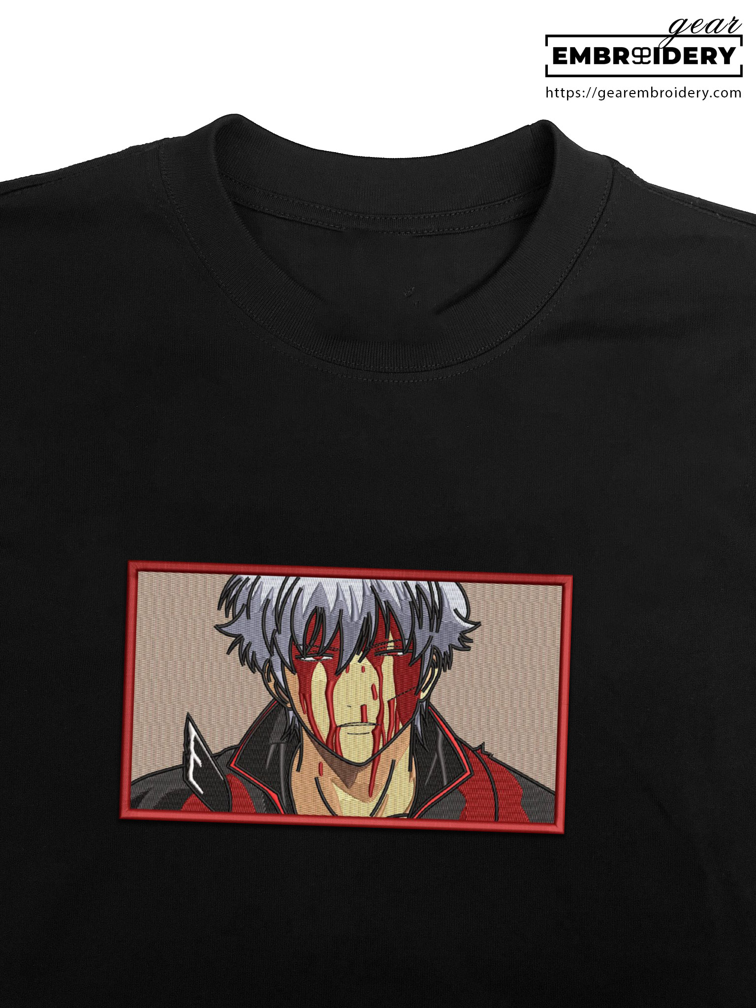 Sakata gintoki gintama Anime Embroidered Design Personalized Embroidered T Shirt Sweatshirt Hoodie Clothing OT054