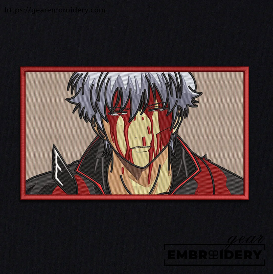 Sakata gintoki gintama Anime Embroidered Design Personalized Embroidered T Shirt Sweatshirt Hoodie Clothing OT054