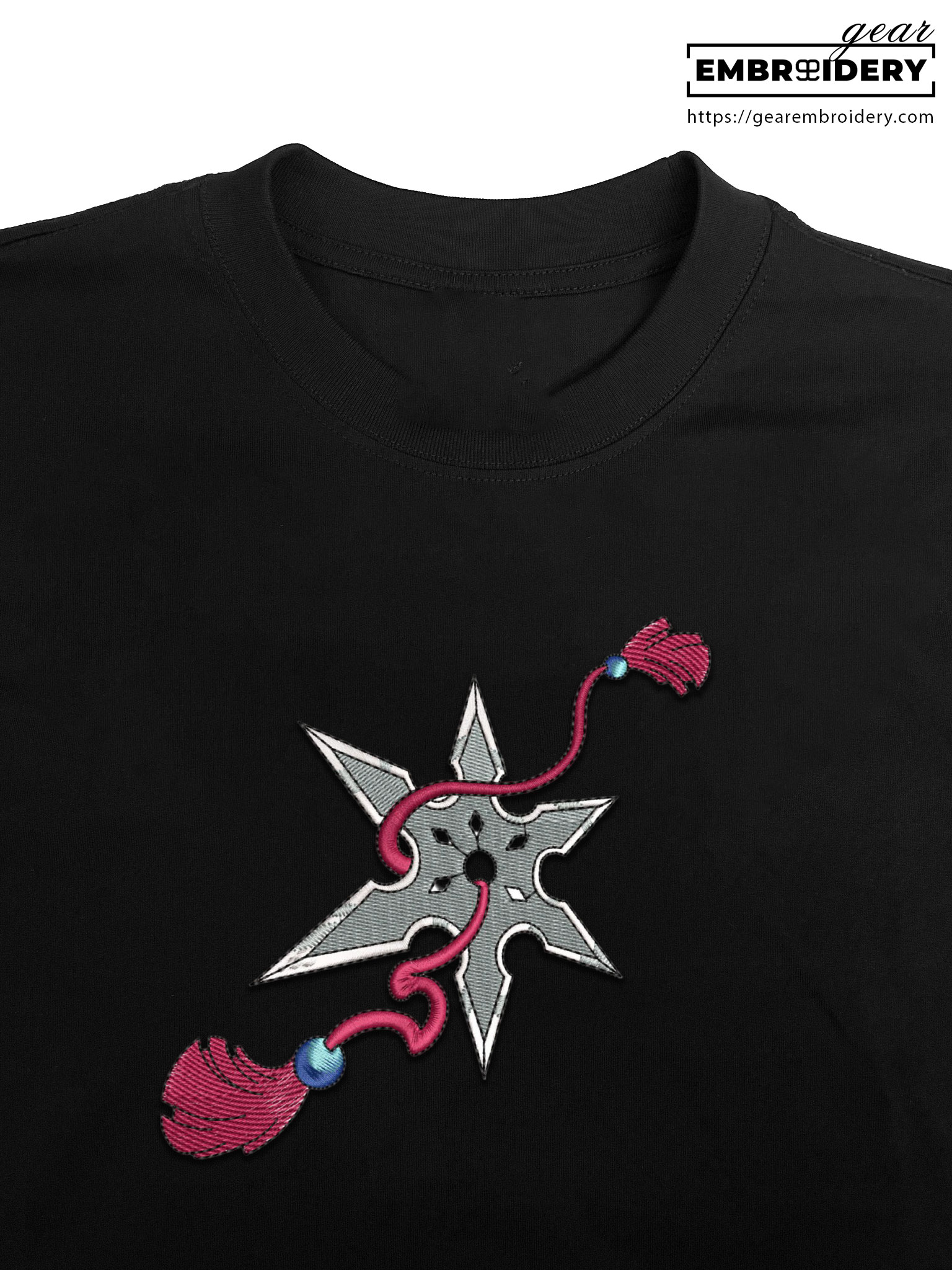 Shuriken Anime Embroidered Design Personalized Embroidered T Shirt Sweatshirt Hoodie Clothing OT062