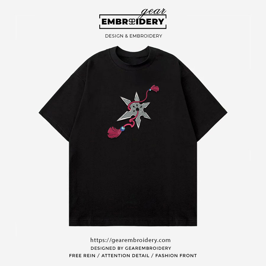 Shuriken Anime Embroidered Design Personalized Embroidered T Shirt Sweatshirt Hoodie Clothing OT062