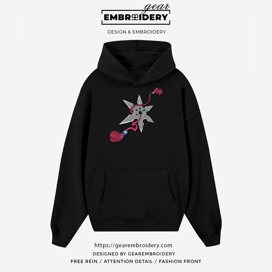 Shuriken Anime Embroidered Design Personalized Embroidered T Shirt Sweatshirt Hoodie Clothing OT062