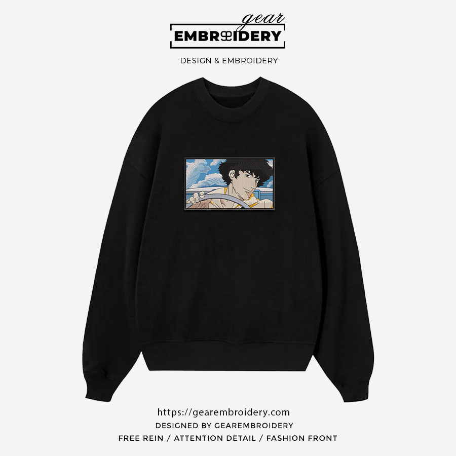 Spike spiegel cowboy bebop Anime Embroidered Design Personalized Embroidered T Shirt Sweatshirt Hoodie Clothing OT063
