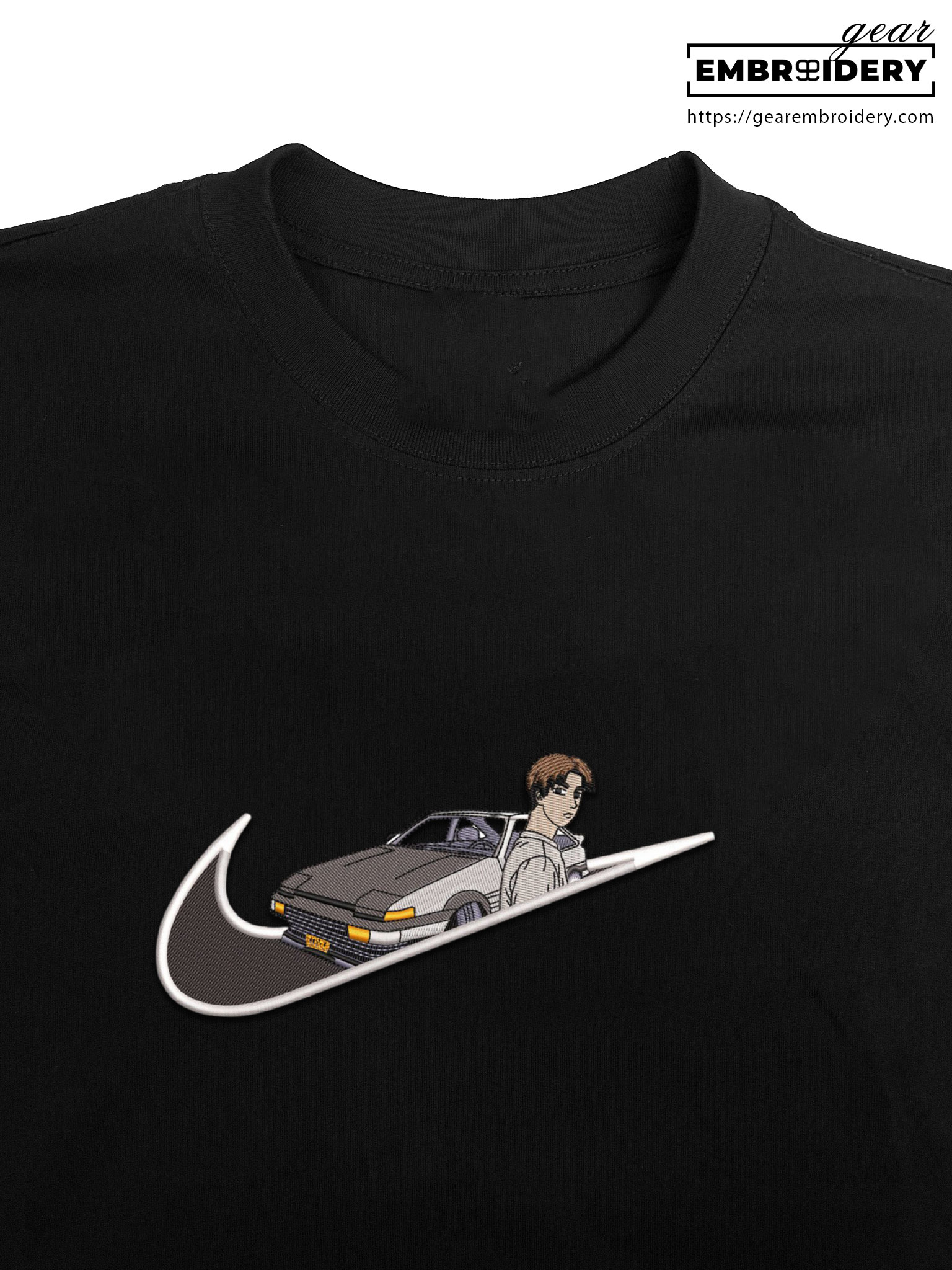 Takumi fujiwara swoosh initial d nike Anime Embroidered Design Personalized Embroidered T Shirt Sweatshirt Hoodie Clothing OT069