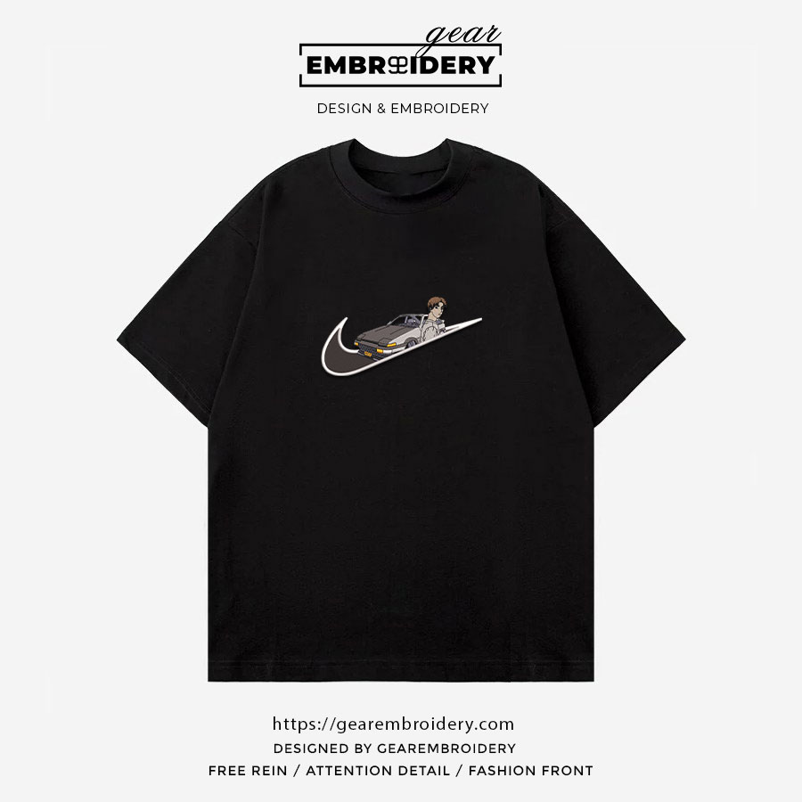 Takumi fujiwara swoosh initial d nike Anime Embroidered Design Personalized Embroidered T Shirt Sweatshirt Hoodie Clothing OT069