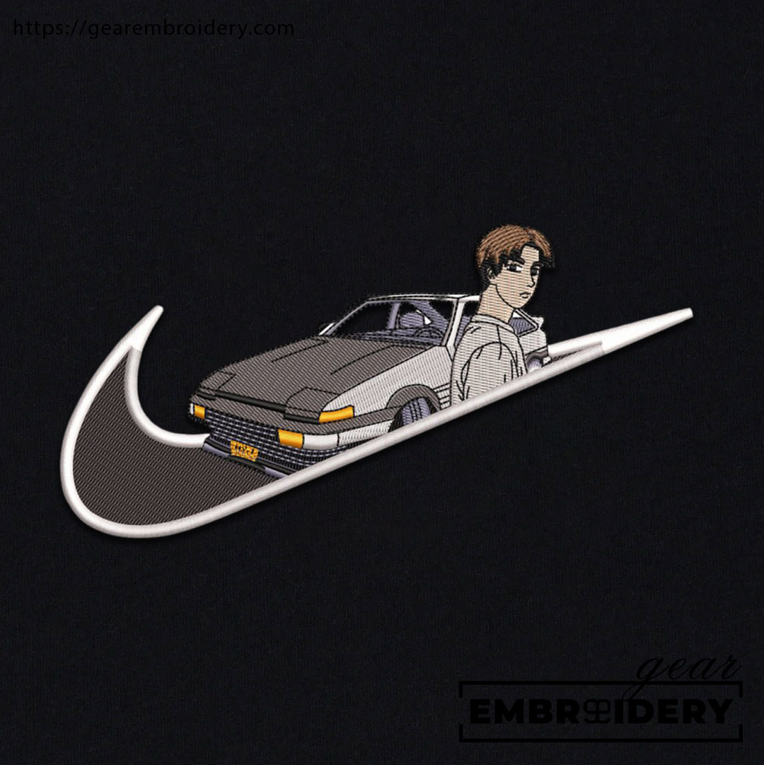 Takumi fujiwara swoosh initial d nike Anime Embroidered Design Personalized Embroidered T Shirt Sweatshirt Hoodie Clothing OT069