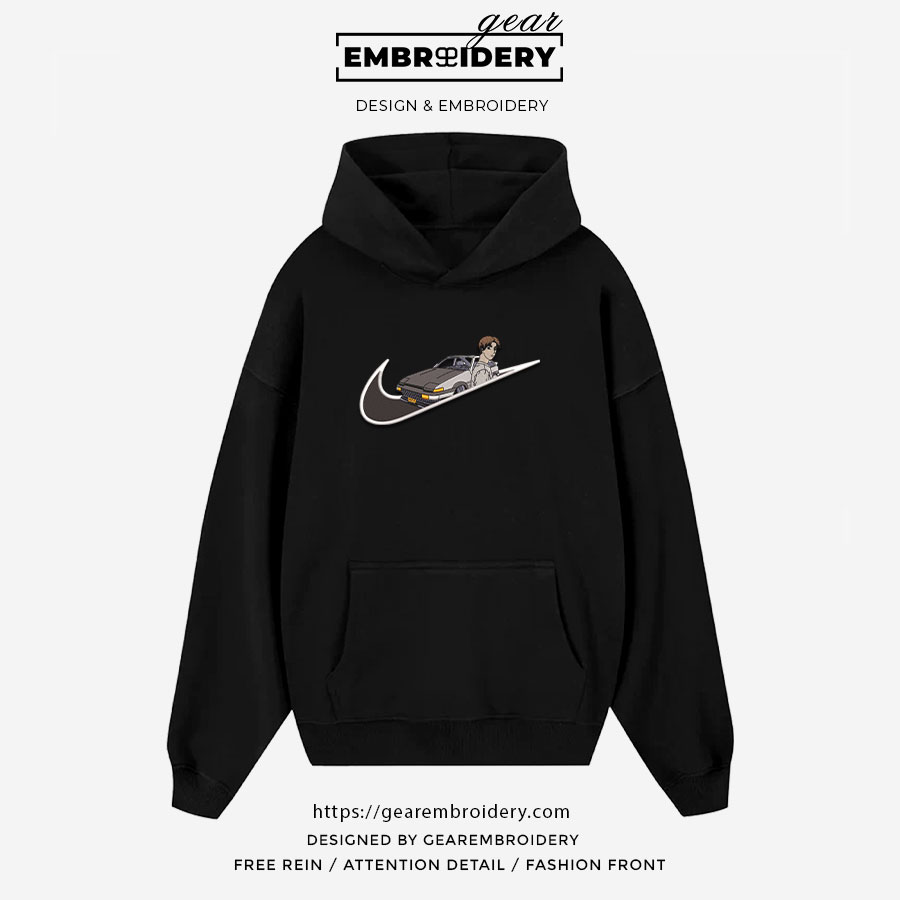 Takumi fujiwara swoosh initial d nike Anime Embroidered Design Personalized Embroidered T Shirt Sweatshirt Hoodie Clothing OT069