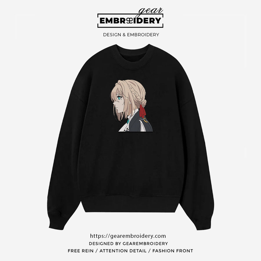 Violet evergarden violet evergarden Anime Embroidered Design Personalized Embroidered T Shirt Sweatshirt Hoodie Clothing OT077