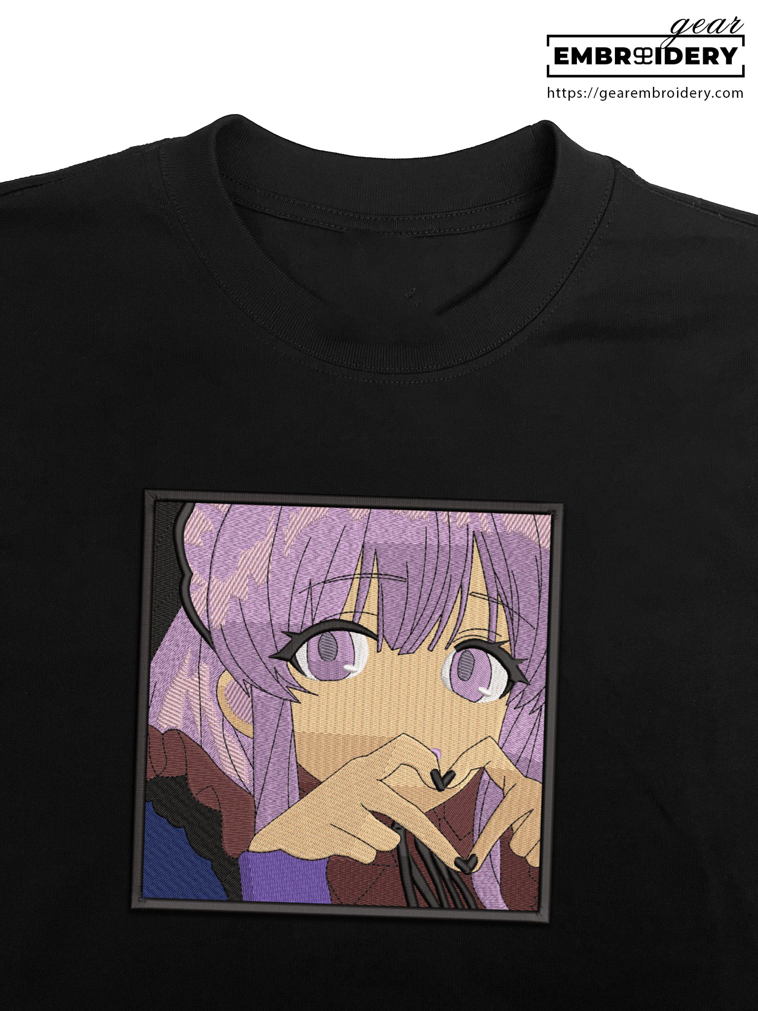 Yuno gasai heart future diary Anime Embroidered Design Personalized Embroidered T Shirt Sweatshirt Hoodie Clothing OT084