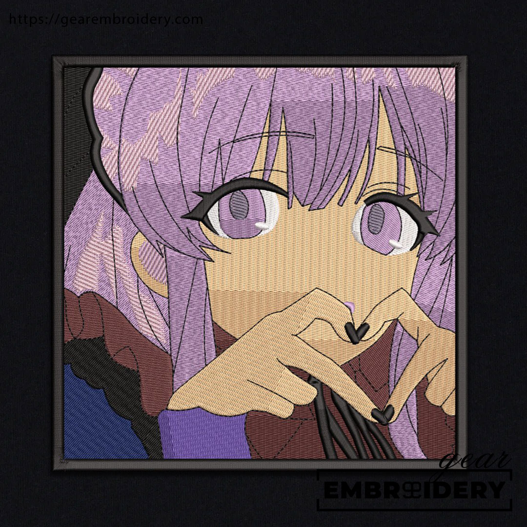 Yuno gasai heart future diary Anime Embroidered Design Personalized Embroidered T Shirt Sweatshirt Hoodie Clothing OT084