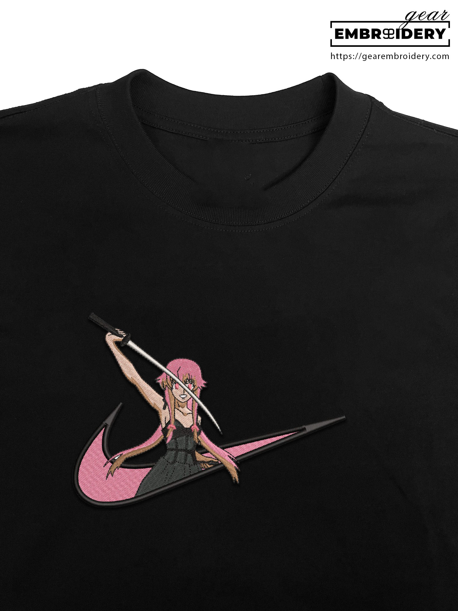 Yuno gasai swoosh future diary nike Anime Embroidered Design Personalized Embroidered T Shirt Sweatshirt Hoodie Clothing OT085