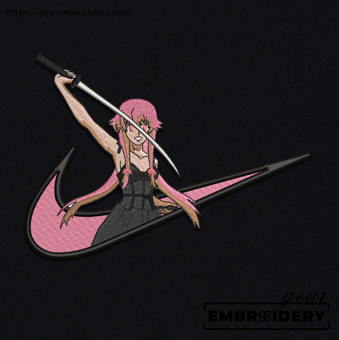 Yuno gasai swoosh future diary nike Anime Embroidered Design Personalized Embroidered T Shirt Sweatshirt Hoodie Clothing OT085