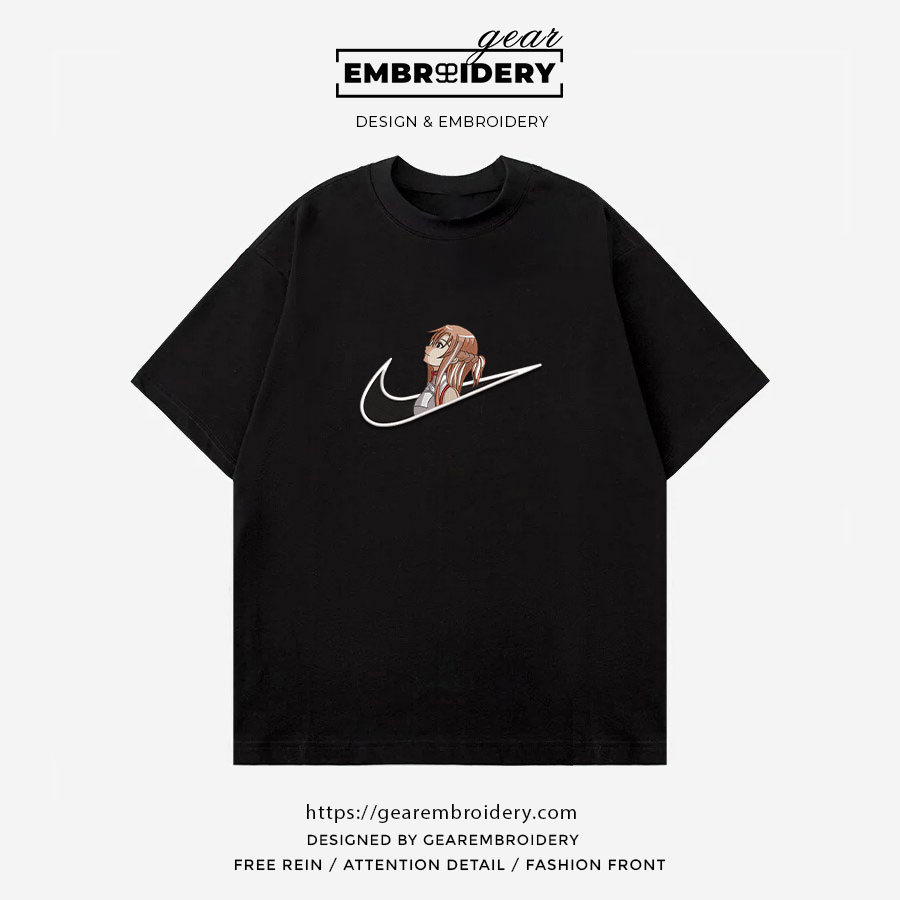 Yuuki asuna swoosh sword art online nike Anime Embroidered Design Personalized Embroidered T Shirt Sweatshirt Hoodie Clothing OT087