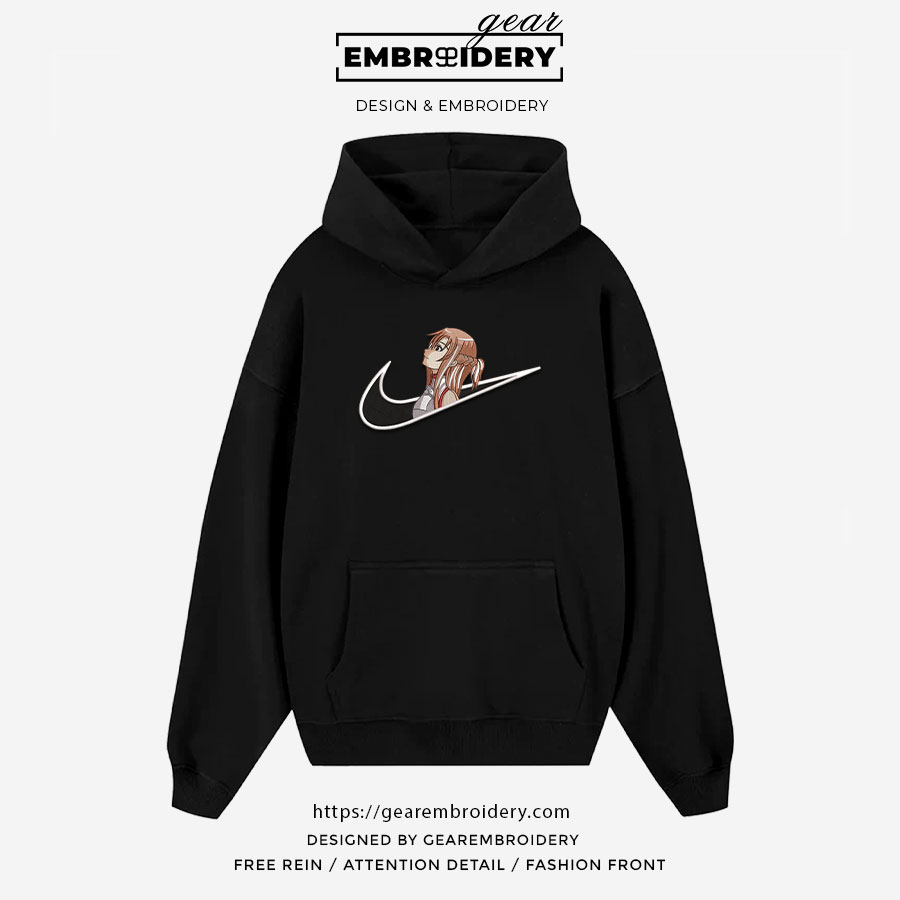 Yuuki asuna swoosh sword art online nike Anime Embroidered Design Personalized Embroidered T Shirt Sweatshirt Hoodie Clothing OT087