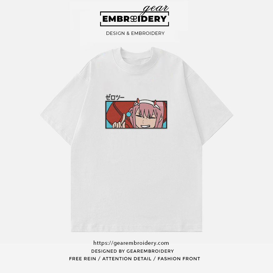 Zero two darling in the franxx Anime Embroidered Design Personalized Embroidered T Shirt Sweatshirt Hoodie Clothing OT089