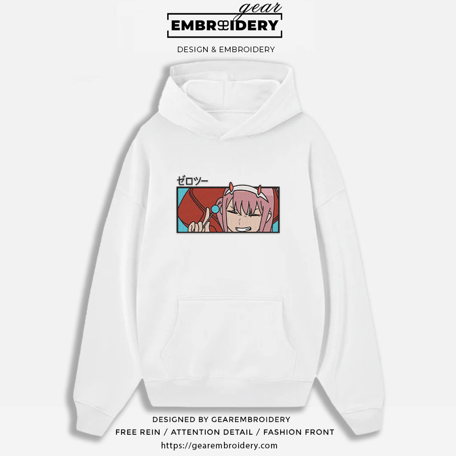 Zero two darling in the franxx Anime Embroidered Design Personalized Embroidered T Shirt Sweatshirt Hoodie Clothing OT089
