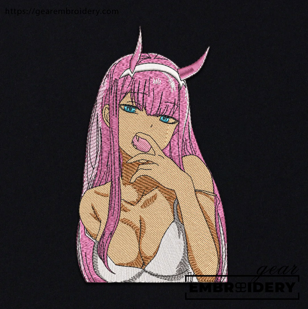 Zero two hot darling in the franxx Anime Embroidered Design Personalized Embroidered T Shirt Sweatshirt Hoodie Clothing OT090
