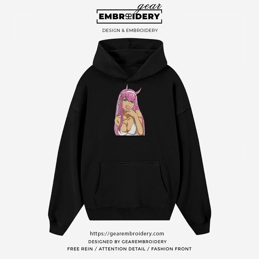 Zero two hot darling in the franxx Anime Embroidered Design Personalized Embroidered T Shirt Sweatshirt Hoodie Clothing OT090