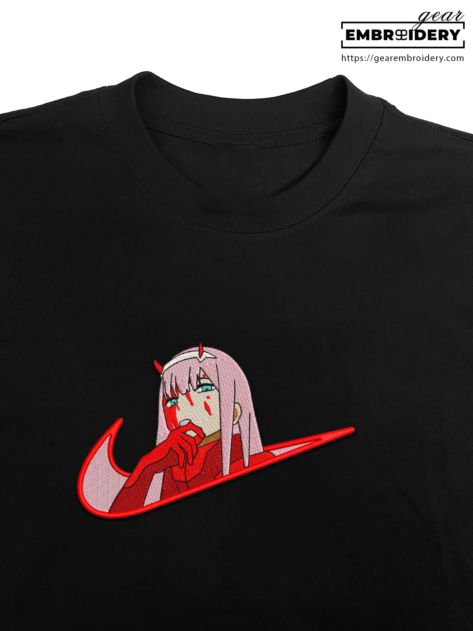 Zero two swoosh darling in the franxx nike Anime Embroidered Design Personalized Embroidered T Shirt Sweatshirt Hoodie Clothing OT091