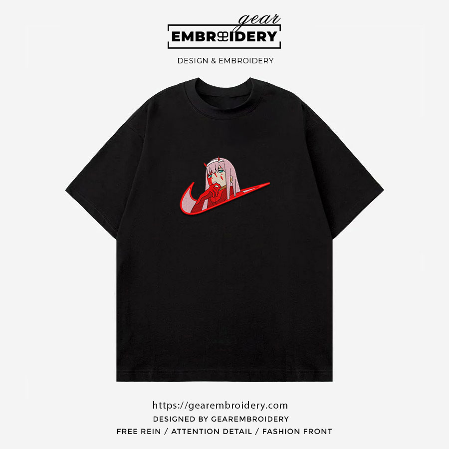 Zero two swoosh darling in the franxx nike Anime Embroidered Design Personalized Embroidered T Shirt Sweatshirt Hoodie Clothing OT091