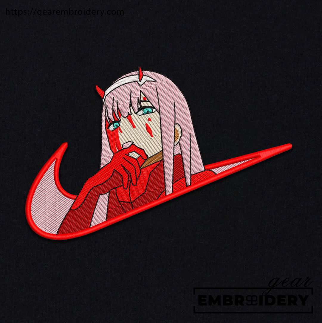 Zero two swoosh darling in the franxx nike Anime Embroidered Design Personalized Embroidered T Shirt Sweatshirt Hoodie Clothing OT091