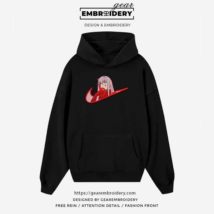Zero two swoosh darling in the franxx nike Anime Embroidered Design Personalized Embroidered T Shirt Sweatshirt Hoodie Clothing OT091