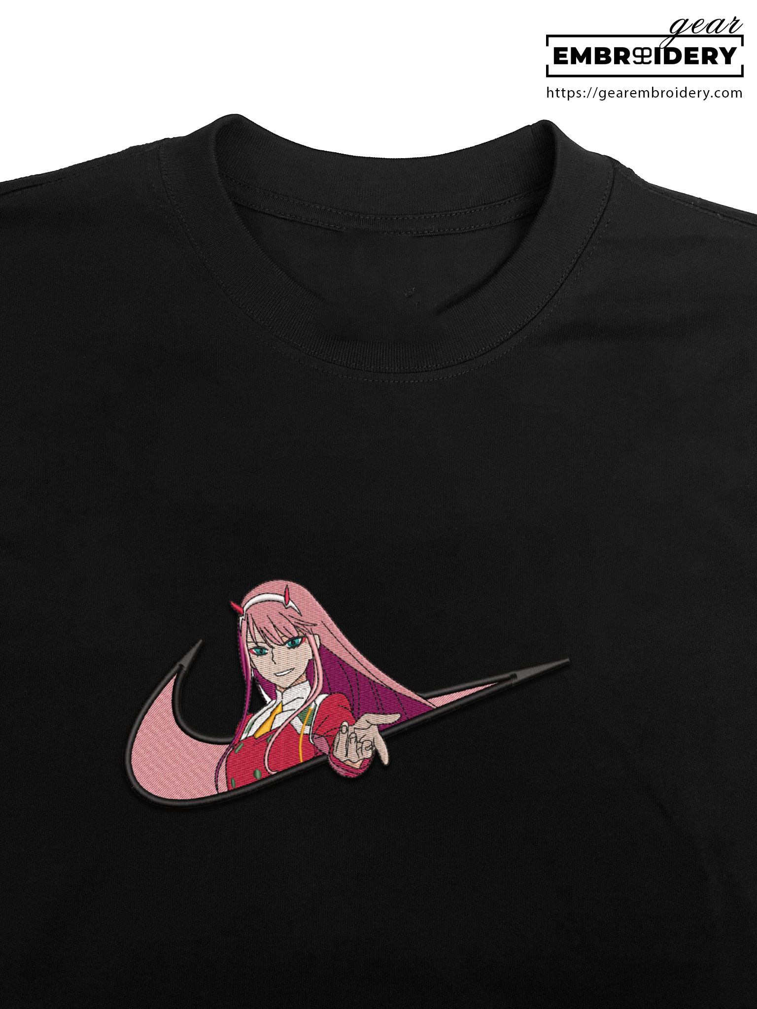 Zero two swoosh darling in the franxx nike Anime Embroidered Design Personalized Embroidered T Shirt Sweatshirt Hoodie Clothing OT092