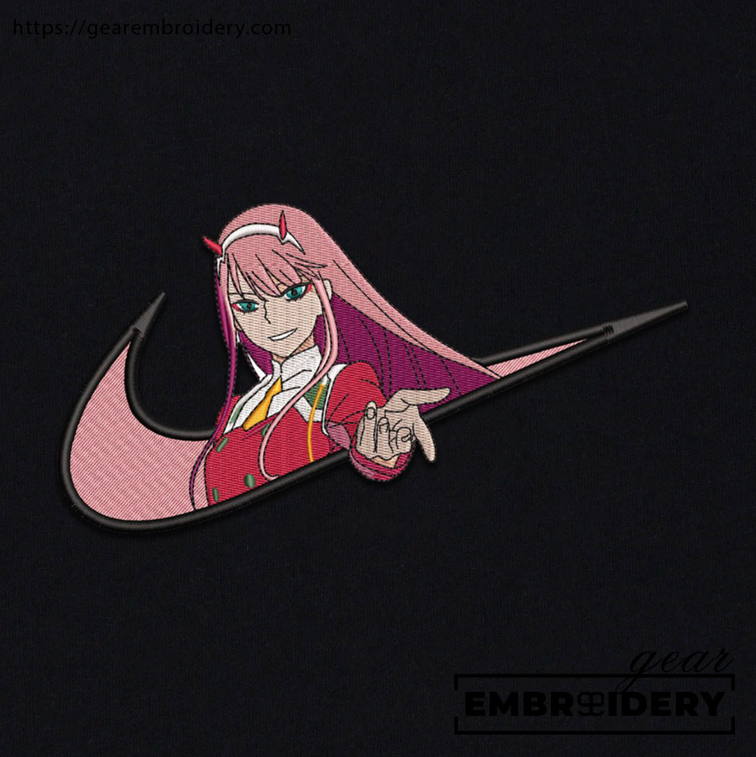 Zero two swoosh darling in the franxx nike Anime Embroidered Design Personalized Embroidered T Shirt Sweatshirt Hoodie Clothing OT092