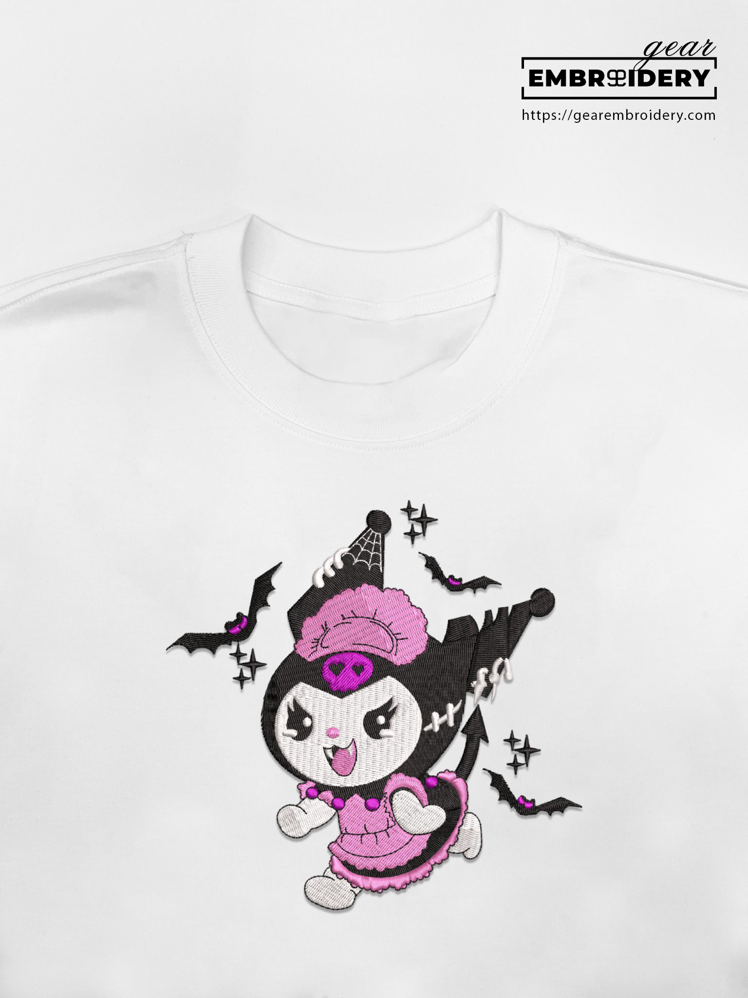 Kuromi bats Hello Kitty Personalized Embroidered T Shirt Sweatshirt Hoodie Clothing HK003
