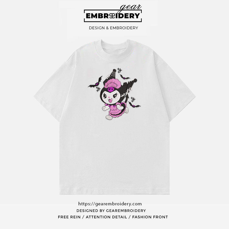 Kuromi bats Hello Kitty Personalized Embroidered T Shirt Sweatshirt Hoodie Clothing HK003