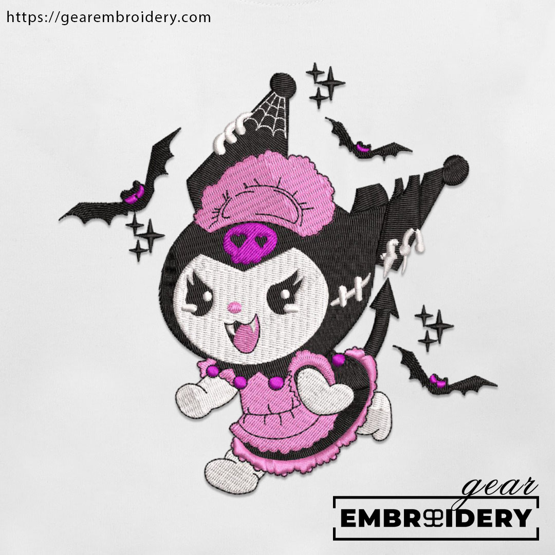Kuromi bats Hello Kitty Personalized Embroidered T Shirt Sweatshirt Hoodie Clothing HK003