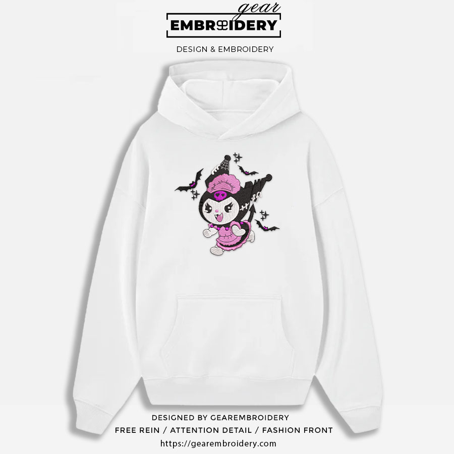 Kuromi bats Hello Kitty Personalized Embroidered T Shirt Sweatshirt Hoodie Clothing HK003
