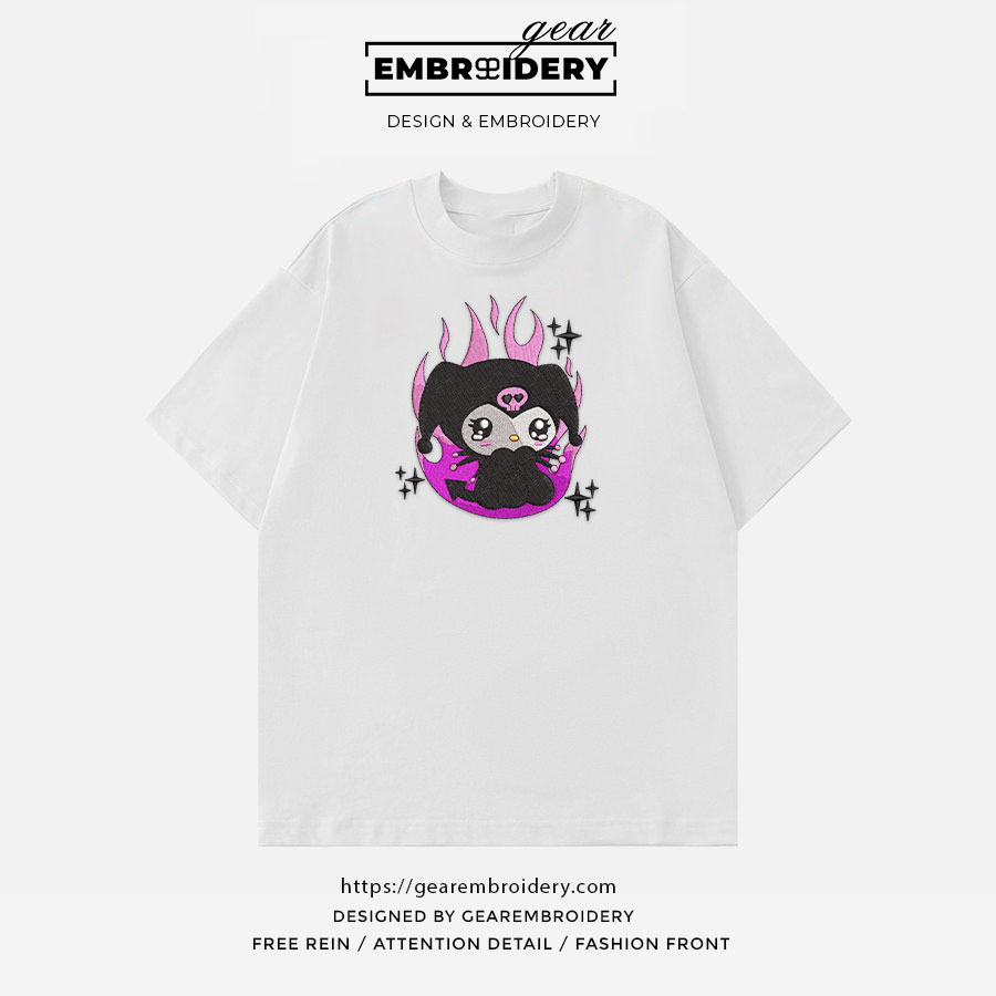 Kuromi Hello Kitty Personalized Embroidered T Shirt Sweatshirt Hoodie Clothing HK005