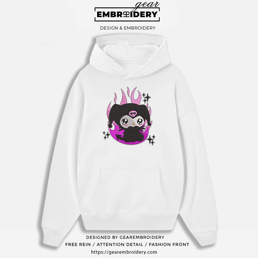 Kuromi Hello Kitty Personalized Embroidered T Shirt Sweatshirt Hoodie Clothing HK005