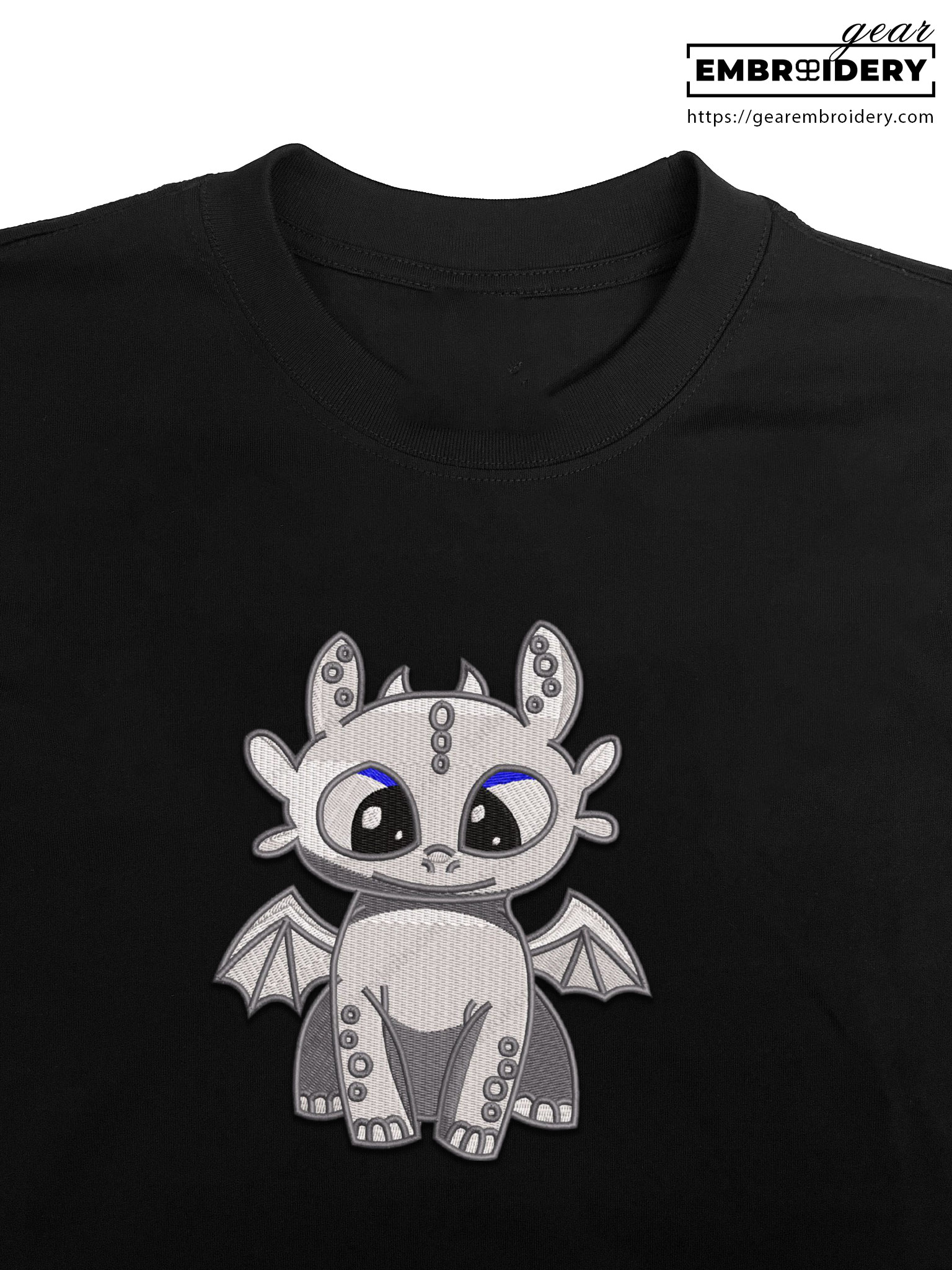 Light fury How to Train a Dragon Personalized Embroidered T Shirt Sweatshirt Hoodie Clothing HTD002