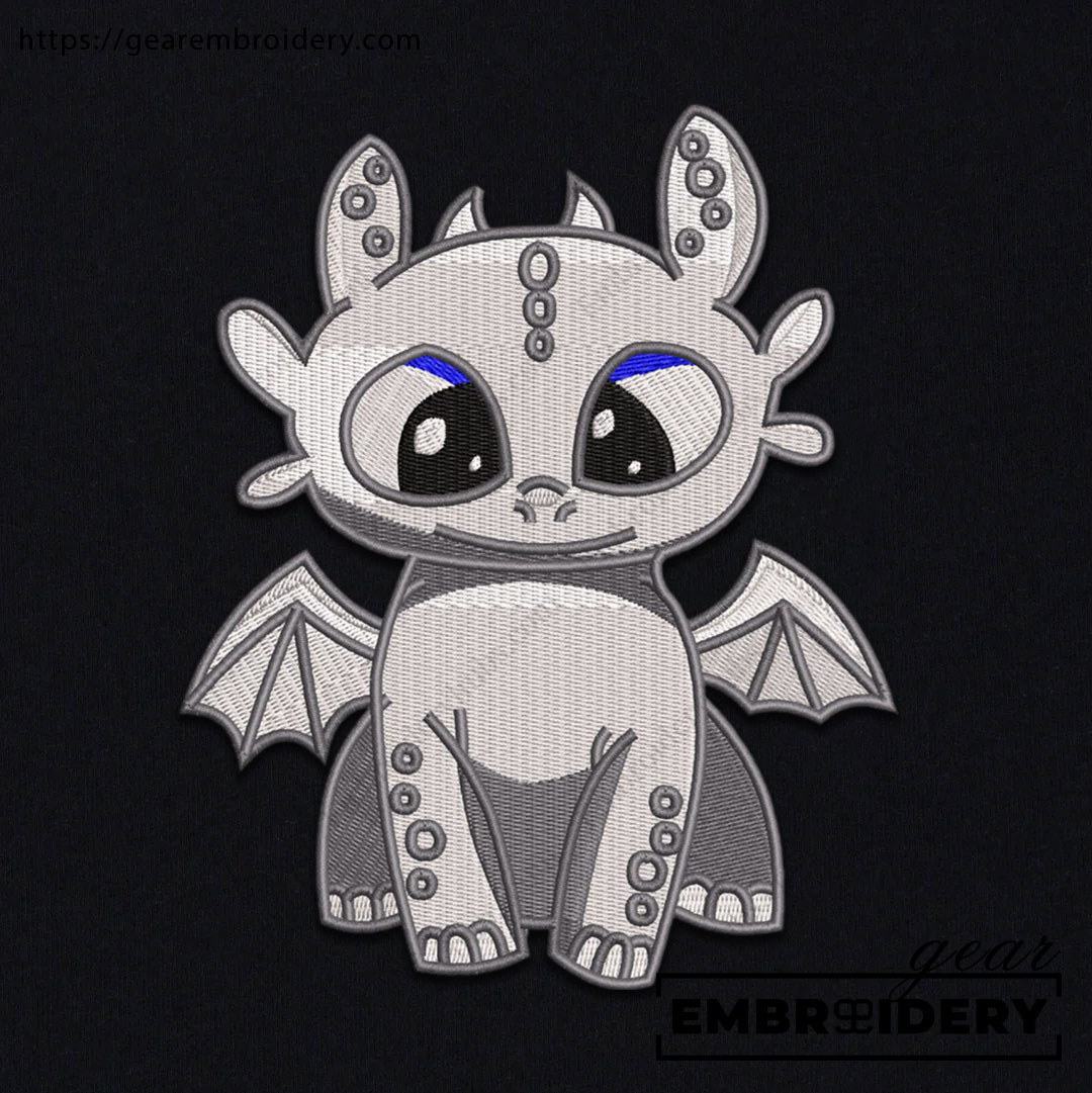 Light fury How to Train a Dragon Personalized Embroidered T Shirt Sweatshirt Hoodie Clothing HTD002