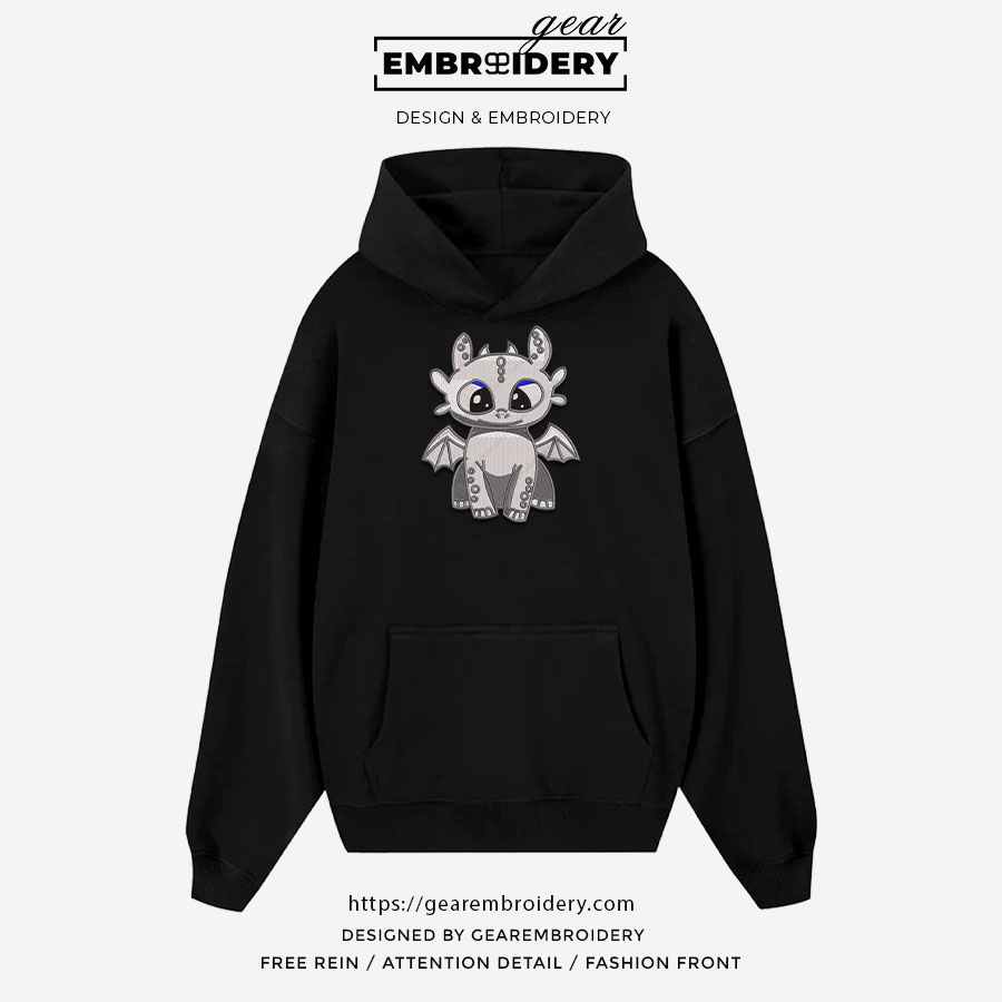 Light fury How to Train a Dragon Personalized Embroidered T Shirt Sweatshirt Hoodie Clothing HTD002