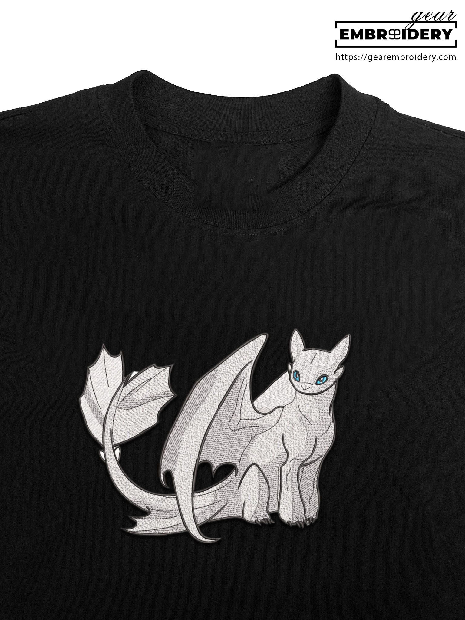 Light fury How to Train a Dragon Personalized Embroidered T Shirt Sweatshirt Hoodie Clothing HTD003