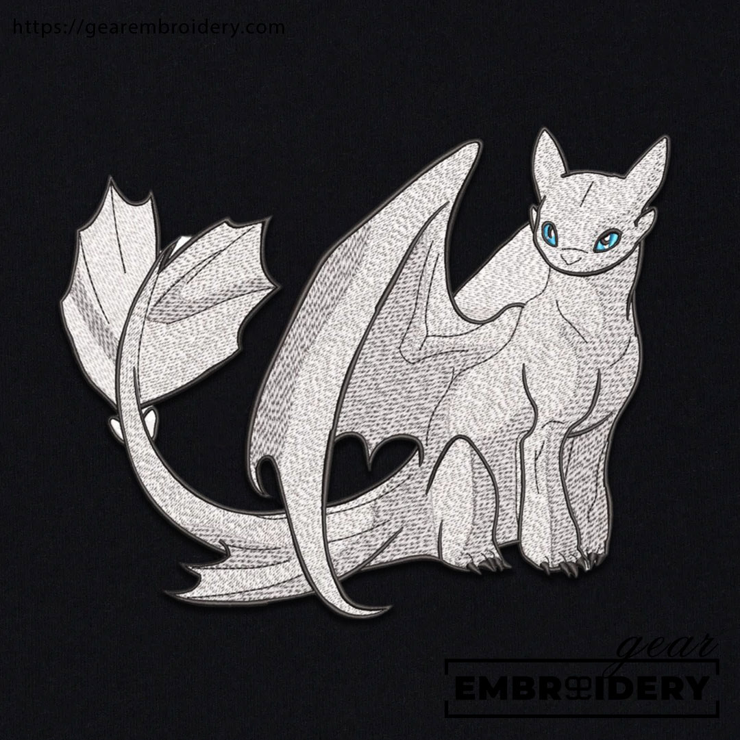 Light fury How to Train a Dragon Personalized Embroidered T Shirt Sweatshirt Hoodie Clothing HTD003