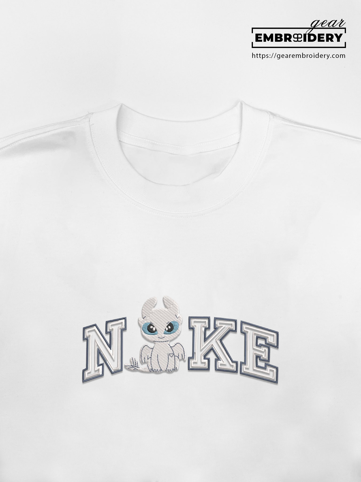 Light fury How to Train a Dragon Personalized Embroidered T Shirt Sweatshirt Hoodie Clothing HTD004