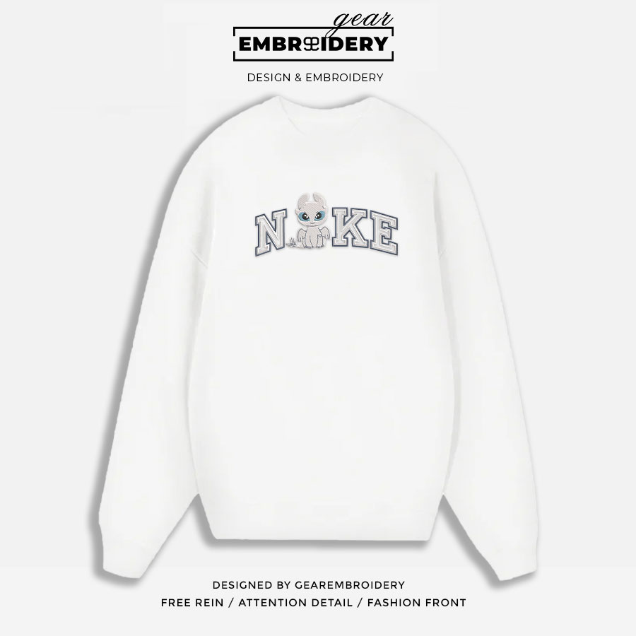 Light fury How to Train a Dragon Personalized Embroidered T Shirt Sweatshirt Hoodie Clothing HTD004