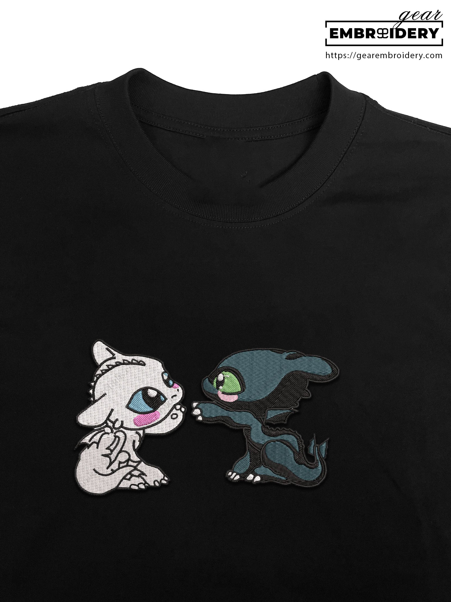 Toothless & light fury How to Train a Dragon Personalized Embroidered T Shirt Sweatshirt Hoodie Clothing HTD006
