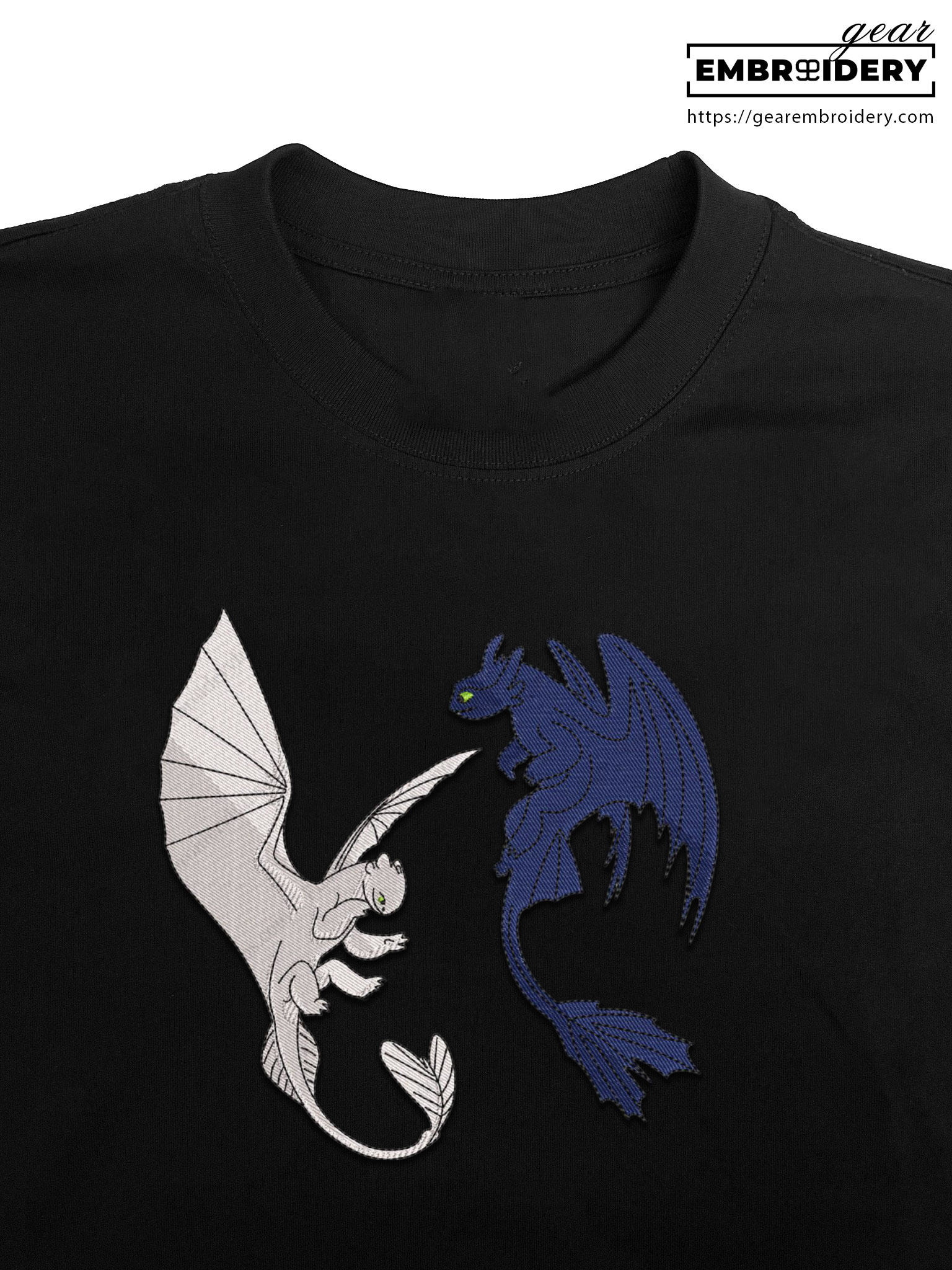 Toothless & light fury How to Train a Dragon Personalized Embroidered T Shirt Sweatshirt Hoodie Clothing HTD007