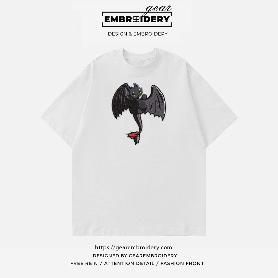 Toothless How to Train a Dragon Personalized Embroidered T Shirt Sweatshirt Hoodie Clothing HTD009