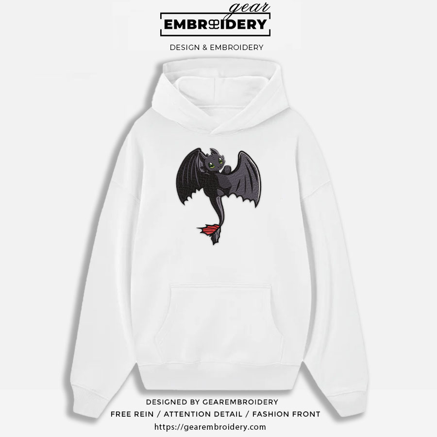 Toothless How to Train a Dragon Personalized Embroidered T Shirt Sweatshirt Hoodie Clothing HTD009