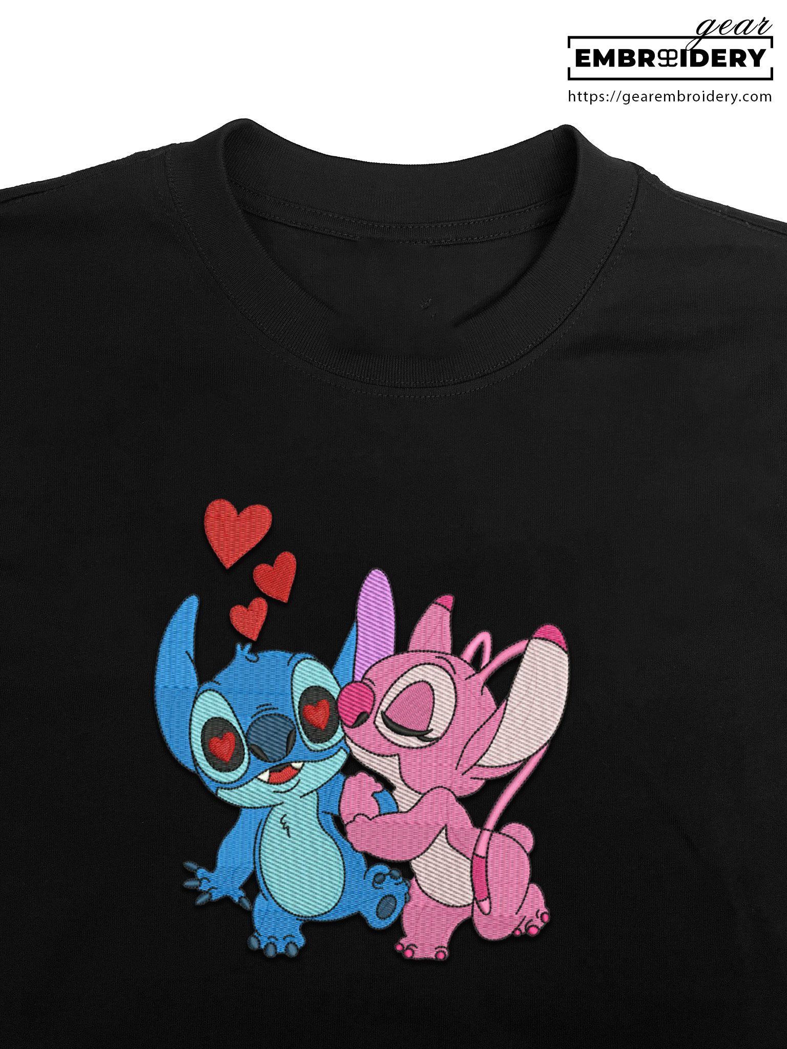 Stitch angel love Lilo & Stitch Embroidered Personalized Embroidered T Shirt Sweatshirt Hoodie Clothing LS006