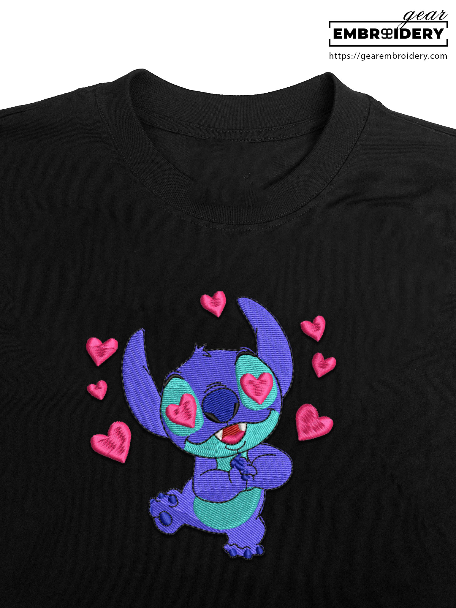 Stitch hearts Lilo & Stitch Embroidered Personalized Embroidered T Shirt Sweatshirt Hoodie Clothing LS019