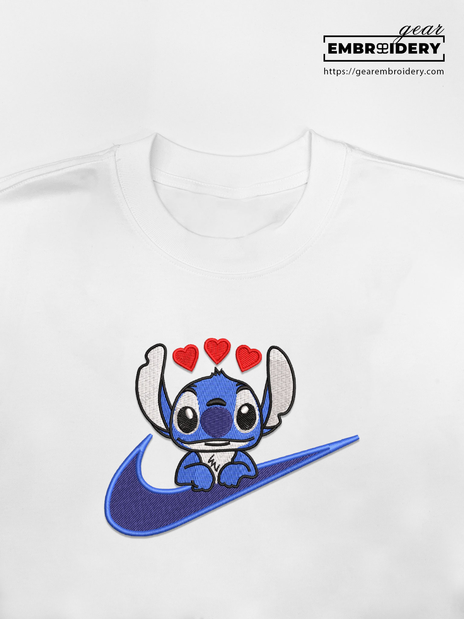 Stitch swoosh Lilo & Stitch Embroidered Personalized Embroidered T Shirt Sweatshirt Hoodie Clothing LS024