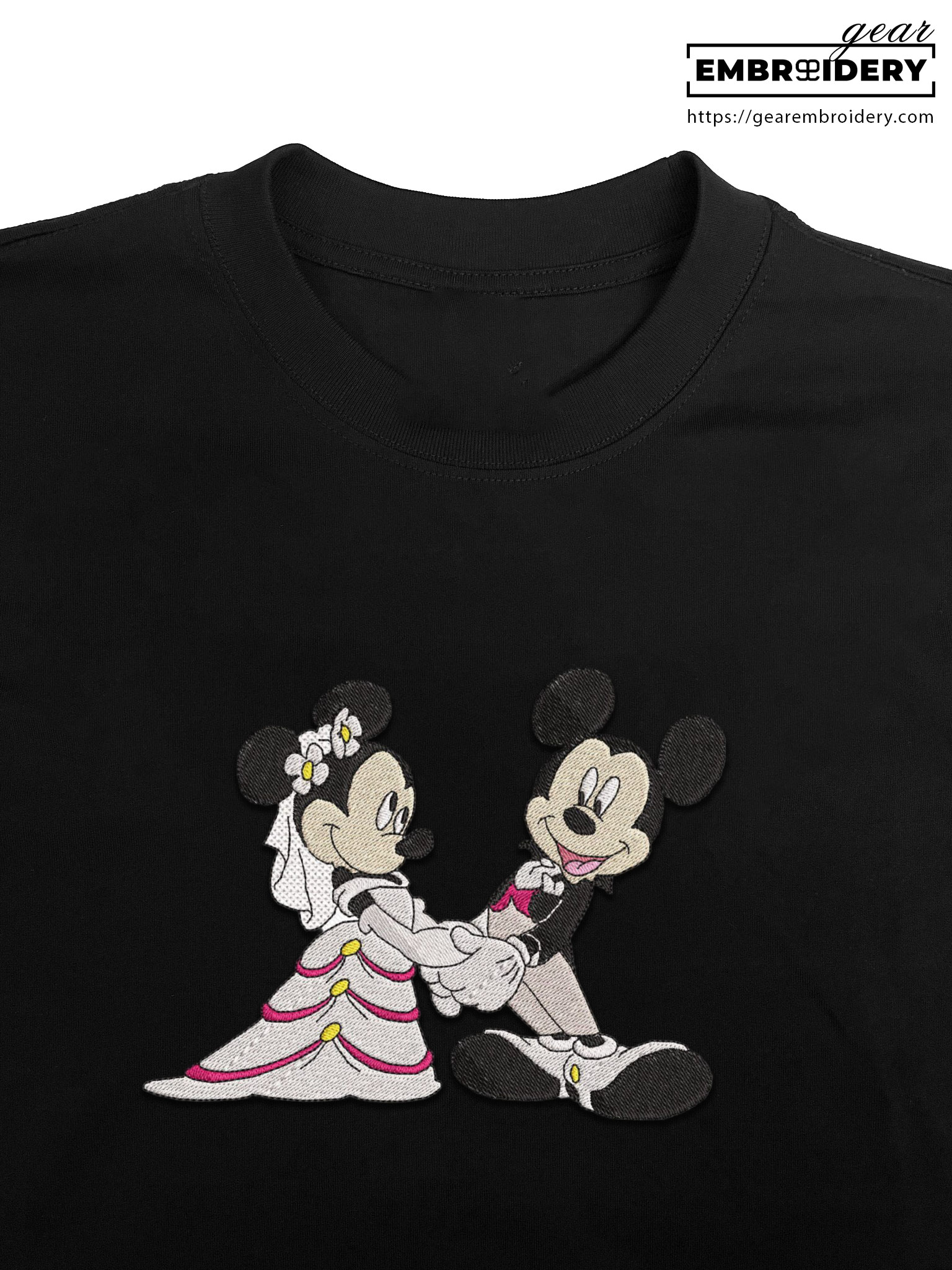 Mickey minnie wedding Mickey Mouse Embroidered Personalized Embroidered T Shirt Sweatshirt Hoodie Clothing MKM006